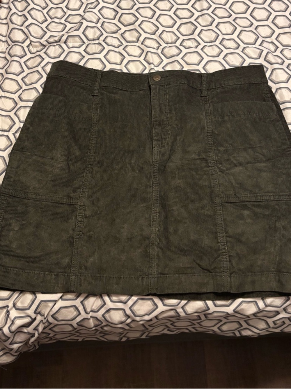 Old Navy Olive Corduroy Panel Mini Skirt